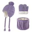thumbnail image 1 of Kaemgyyd Toddler Winter Hat Gloves Scarf Set for 2-5 Years Baby Boy Girl Cable Knit Hat with Ear Flaps Neck Warmer and Mittens, 1 of 1