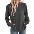 thumbnail image 1 of Kaemgyyd Tops for Women Long Sleeve Knit Side Slit Pullover Textured Fashion Casual Crew Neck Basic Blouse Fall Outfit, 1 of 6
