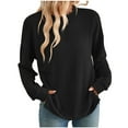 thumbnail image 1 of Kaemgyyd Tops for Women Long Sleeve Knit Side Slit Pullover Textured Fashion Casual Crew Neck Basic Blouse Fall Outfit, 1 of 1