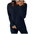 thumbnail image 1 of Kaemgyyd Tops for Women Trendy Solid Color Crewneck Casual Basic Tees Lightweight Textured Pullover Fall Clothing, 1 of 7