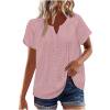 thumbnail image 1 of Kaemgyyd Tops for Women Trendy Summer Casual Button V Neck Lace Shirt Loose Front Pleated Short Sleeve Textured Blouse, 1 of 7