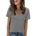 thumbnail image 1 of Kaemgyyd Tops for Women Trendy V Neck Casual Flowy Tunic Shirt Loose Fit Hollow out Short Sleeve Blouses Spring Summer Outfits, 1 of 3