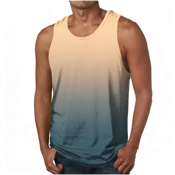 Kaemgyyd Tropical Tank Tops for Men Summer Fashion Sleeveless Gradient Muscle T Shirts Casual Loose Beach Hawaiian Tops S-4XL