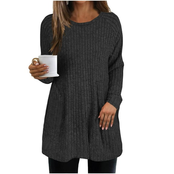Kaemgyyd Tunic Sweatshirts for Women Warm Crewneck Lightweight Sweaters Soft Long Sleeve Shirts Fall Fashion Clothing