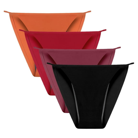 Kaemgyyd Underwear for Women String Bikini Panties-Low Waist Underwear-High Cut Stretch Ladies Briefs 4 Pack