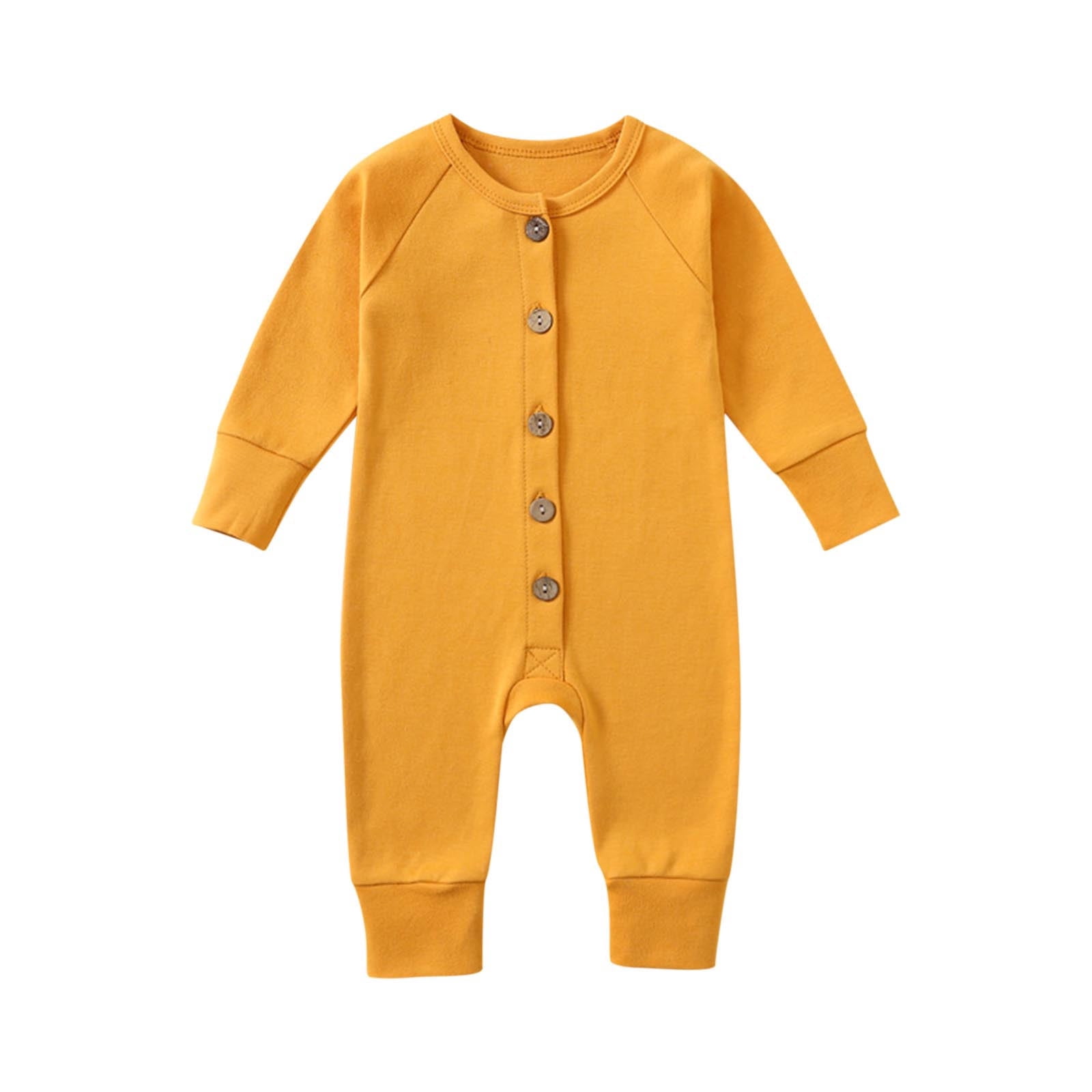 Kaemgyyd Unisex Baby Long Sleeve Romper Soft Comfy Button down One Piece Pajamas Outfit Infant Boy Girl Jumpsuit Fall Clothes 3-18M