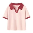 thumbnail image 1 of Kaemgyyd Unisex Baby Summer T-Shirt Toddler Boys Girls Soft Cotton Short Sleeve Collar Tees Fashion Color Block Tee 2-11 Y, 1 of 2