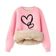 thumbnail image 1 of Kaemgyyd Unisex Boy's Girls Sweatshirt Winter Warm Sherpa Lined Crewneck Pullover Casual Trendy Print Fall Clothes 2-12 Years, 1 of 1