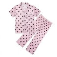 thumbnail image 1 of Kaemgyyd Unisex Kids Boys and Girls Pajama Sets Summer Short Sleeve Print Shirt with Pj Bottoms Sleepwear Silky Button down Loungewear, 1 of 3