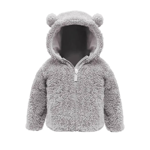 Kaemgyyd Unisex Newborn Jacket Fleece Thickened Warm Hoodies Coat Sherpa Cute Infant Zip up Winter Outwear for 3M-24M