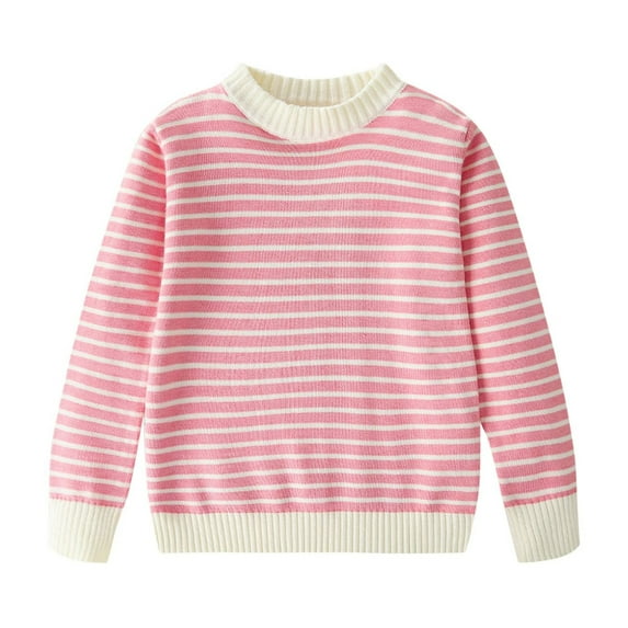 Kaemgyyd Unisex Toddler Boy Girl Sweater Trendy Stripe Stretch Knit Pullover Winter Warm Thick Crew Neck Sweatshirts Tops 4-14 Years