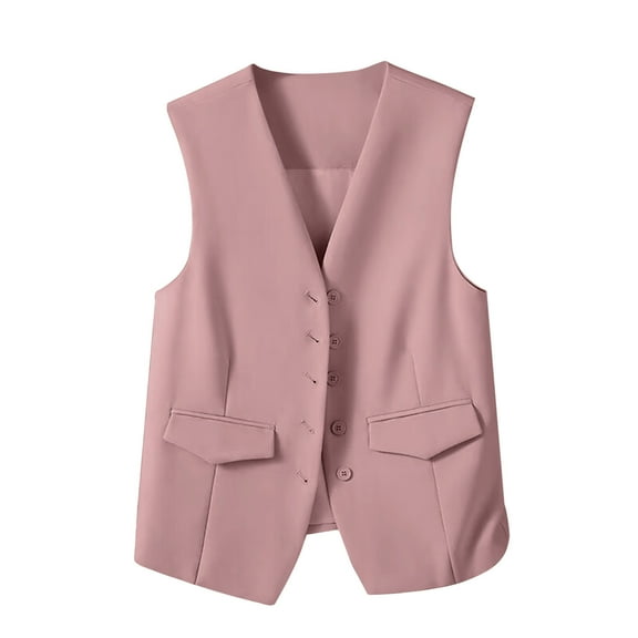 Kaemgyyd Vest Tops for Women Sleeveless Lightweight V-Neck Button down Blazer Jacket Fashion Solid Work Office Casual Clothing