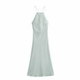 thumbnail image 1 of Kaemgyyd Wedding Guest Dresses for Women Satin Soft Halter Neck Sleeveless Maxi Dress Elegant Silk Solid Cocktail Party Dress, 1 of 5