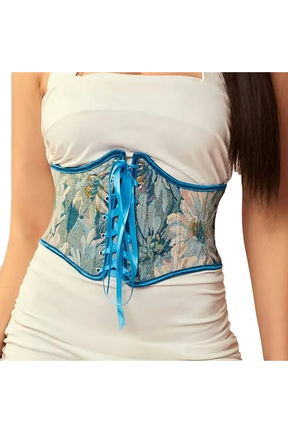 Wide Corset Belt for Women Renaissance Vintage Elastic Waist Belt for Dresses Print Going out Clubwear
