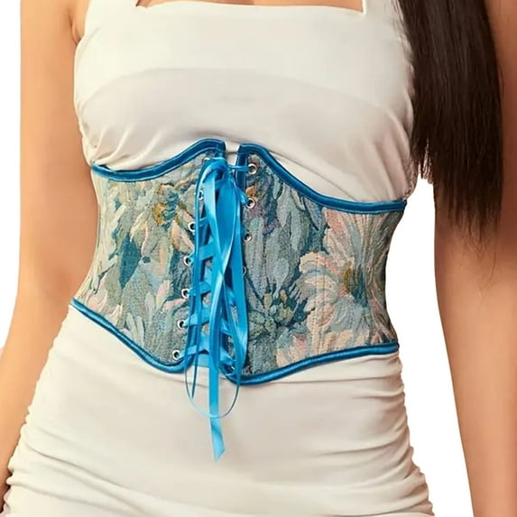 Kaemgyyd Wide Corset Belt for Women Renaissance Vintage Elastic Waist Belt for Dresses Print Going out Clubwear