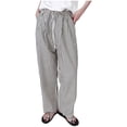 thumbnail image 1 of Kaemgyyd Wide Leg Pants Woman Fashion Striped Drawstring Casual Pants Cotton Loose Comfy Elastic Elastic Streetwear, 1 of 4