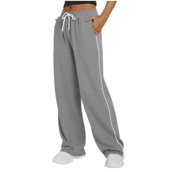 Kaemgyyd Wide Leg Sweatpants for Womens Casual Loose Elastic Waist Drawstring Trousers Fashion Workout Pants with Pockets
