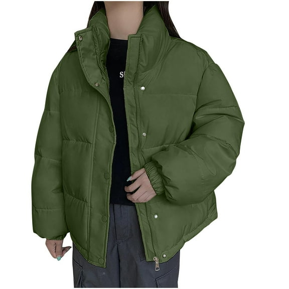 Kaemgyyd Winter Coats for Women Casual Oversized Solid Zip up Puffer Jacket Baggy Padded down Coats Quilted Outwear