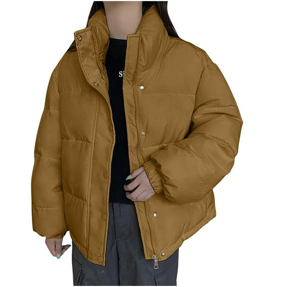 Kaemgyyd Winter Coats for Women Casual Oversized Solid Zip up Puffer Jacket Baggy Padded down Coats Quilted Outwear