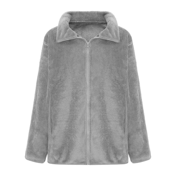 Kaemgyyd Winter Coats for Women Lightweight Long Sleeve Full Zip Soft Warm Fleece Jacket Sherpa Lined Fuzzy Solid Outdoor Outwear
