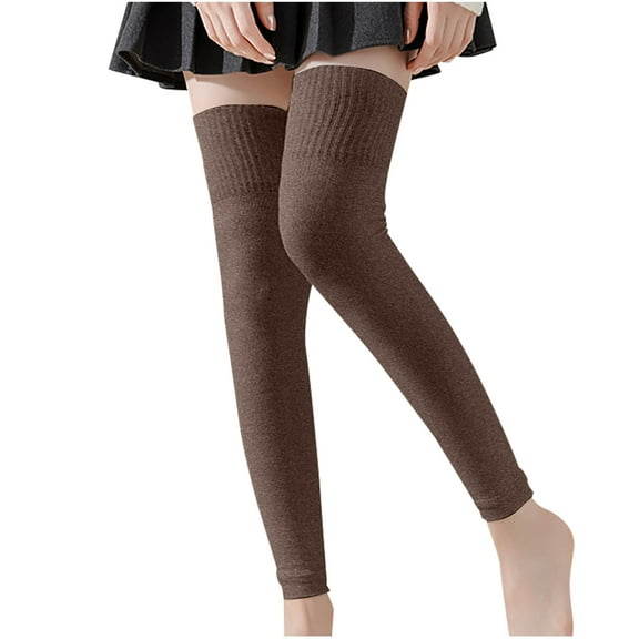 Kaemgyyd Winter Leg Warmers for Women Casual Solid Stretch Thigh High Socks Fashion Ribbed Knit over Knee Footless Socks for Women