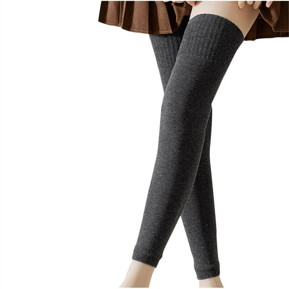 Kaemgyyd Winter Leg Warmers for Women Casual Solid Stretch Thigh High Socks Fashion Ribbed Knit over Knee Footless Socks for Women