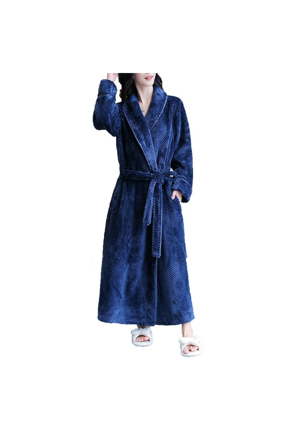 Winter Robes for Women Lightweight Long Sleeve Kimono Bath Robes Lounge Quick Dry Belted Midi Robes Sleepwear