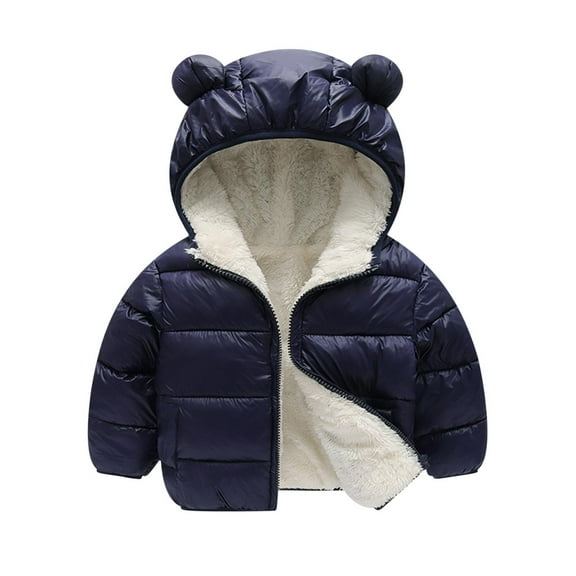 Kaemgyyd Winter down Coats for Baby Boys Girls Light Puffer Padded Jacket Soft Sherpa Lined Hooded Outerwear 1-6 Years