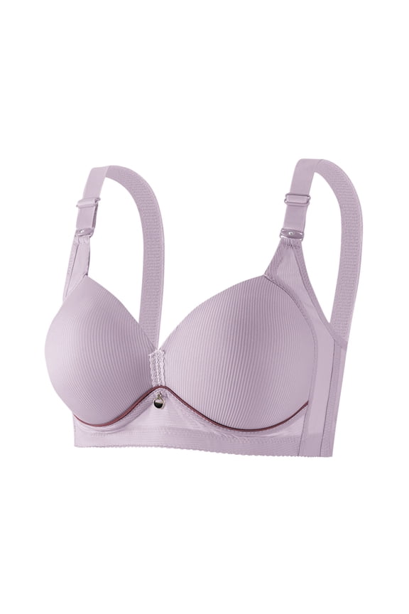 Wireless Bras for Women Plus Size Ribbed V Neck No Underwire Push up Bra Seamless Full Coverage Support Braslettes