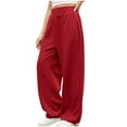 thumbnail image 1 of Kaemgyyd Women Baggy Sweatpants Casual Wide Leg Athletic Workout Trousers Loose Solid Elastic High Waist Pants with Pockets, 1 of 7
