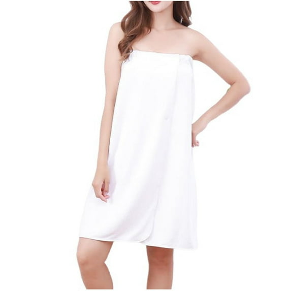 Kaemgyyd Women Bath Towel Soft Elastic Adjustable Body Wraps Solid Color Button Quick Drying Bathrobe