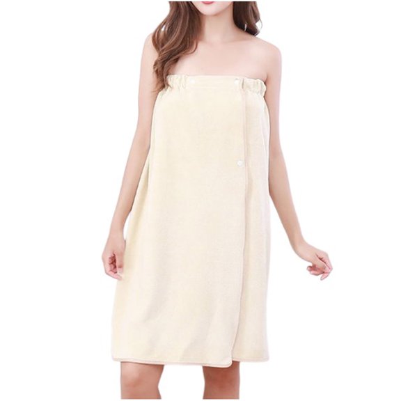 Kaemgyyd Women Bath Towel Soft Elastic Adjustable Body Wraps Solid Color Button Quick Drying Bathrobe