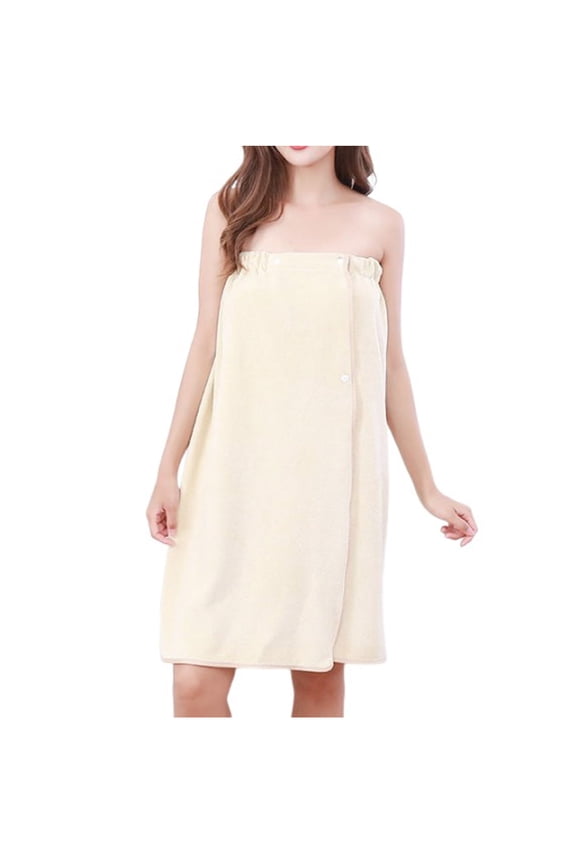 Women Bath Towel Soft Elastic Adjustable Body Wraps Solid Color Button Quick Drying Bathrobe