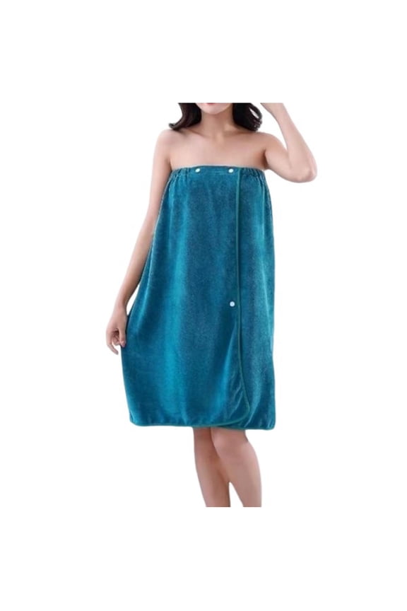 Women Bath Towel Soft Elastic Adjustable Body Wraps Solid Color Button Quick Drying Bathrobe