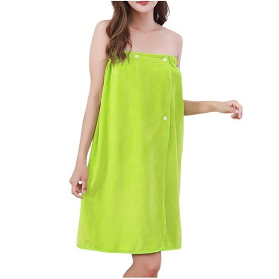 Kaemgyyd Women Bath Towel Soft Elastic Adjustable Body Wraps Solid Color Button Quick Drying Bathrobe