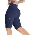 thumbnail image 1 of Kaemgyyd Women Cargo Shorts Casual High Waist Stretchy Butt Lifting Shorts Knee Length Button Pockets Workout Bermuda Running Shorts, 1 of 7