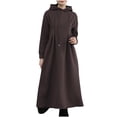 thumbnail image 1 of Kaemgyyd Women Casual Sweatshirt Dress Oversized Hooded Pullover Maxi Dress Long Sleeve Drawstring Warm Fall Winter Loose Dress, 1 of 4