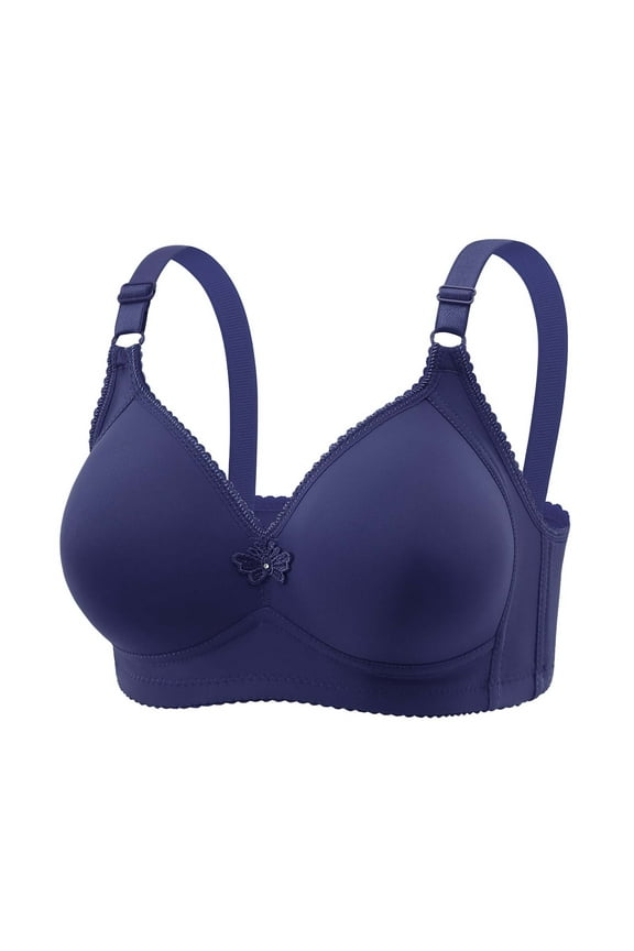 Women Comfortable Wireless Bras Seamless Push up Lift up Bralettes Soft V Neck Full Coverage Embroidery Everyday Bra