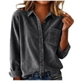 thumbnail image 1 of Kaemgyyd Women Corduroy Shirts Fall Casual Long Sleeve Button down Blouses Vintage Warm Lapel Work Office Top with Pocket, 1 of 7