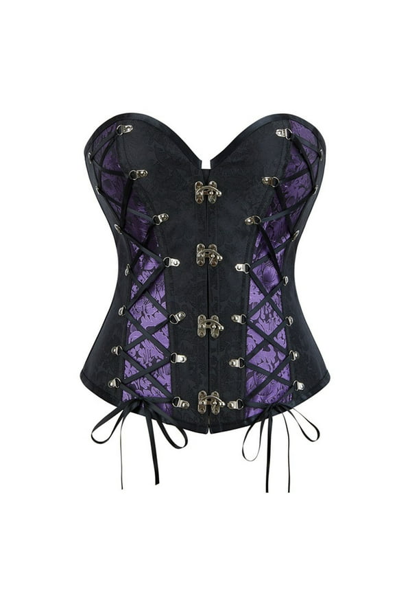 Women Corset Top Colorblock Lace up Waist Trainer Corset Breathable Floral Shapewear for Party Club Night Out