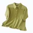 thumbnail image 1 of Kaemgyyd Women Cotton Linen Button Down Shirts Short Sleeve Blouse Business Casual Tops Dressy Summer Outfits M-XXL, 1 of 7
