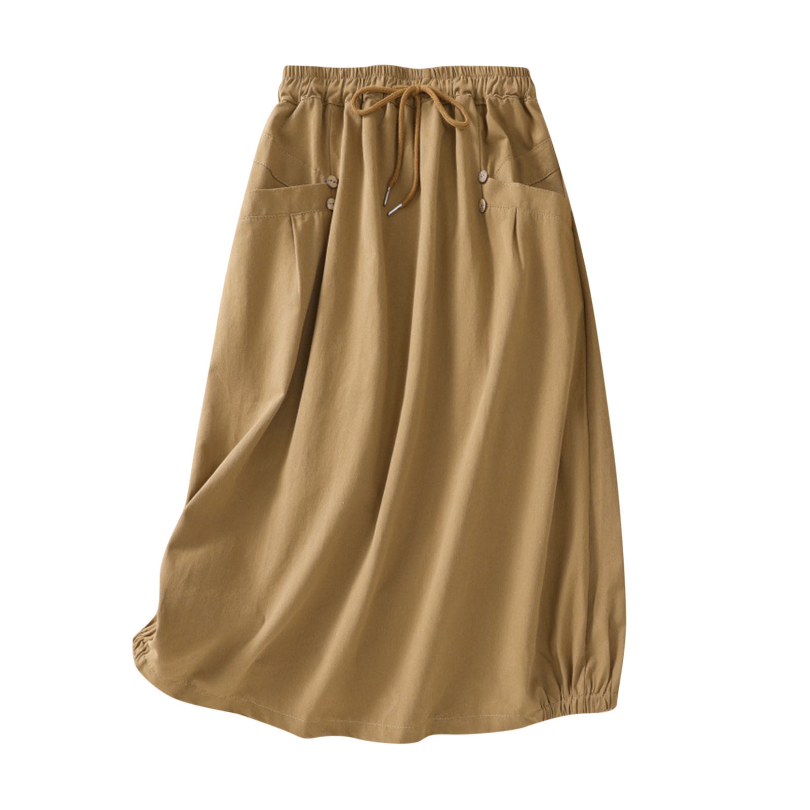 kaemgyyd-women-cotton-linen-skirt-elastic-high-waist-casual-loose