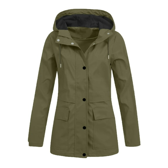 Kaemgyyd Women Fall Outfits Waterproof Hiking Lightweight Raincoat Fashion Hooded Windbreaker Jackets with Pockets