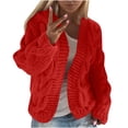 thumbnail image 1 of Kaemgyyd Women Hooded Open Front Cardigan Thermal Warm Cable Knit Sweaters Soft Comfy Solid Color Hoodies Outwear Fall Coats, 1 of 6