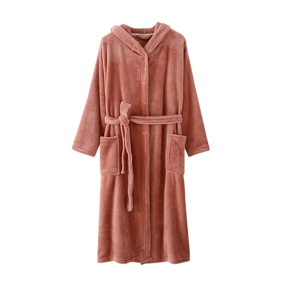 Kaemgyyd Women Hooded Robe Plush Robes for Womens Soft Lightweight Belted Warm Bathrobe with Pockets Fuzzy Fleece Sleepwear