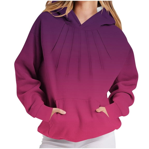 Kaemgyyd Women Hoodies Plus Size Sweatshirts Oversized Long Sleeve Gradient Pullover Shirts Fall Winter Pocket Outfits