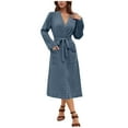thumbnail image 1 of Kaemgyyd Women Kimono Robes Soft Quick Dry Ribbed Knit Bathrobe Lightweight Solid Color V Neck Sleepwear Casual Ladies Loungewear, 1 of 7