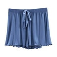 thumbnail image 1 of Kaemgyyd Women Pajama Shorts Solid Color Comfy Lounge Pj Bottom Soft Ruffle Hem Sleepwear Drawstring Flowy Sleep Shorts, 1 of 4
