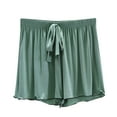 thumbnail image 1 of Kaemgyyd Women Pajama Shorts Solid Color Comfy Lounge Pj Bottom Soft Ruffle Hem Sleepwear Drawstring Flowy Sleep Shorts, 1 of 4