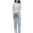 thumbnail image 1 of Kaemgyyd Women Pajamas Set Casual Plaid Button down Shirt Long Sleeve Nightwear with Pants Soft Pjs Sleepwear, 1 of 4